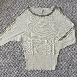 Long sleeves weater ,Bead-Detailed, Open Shoulder